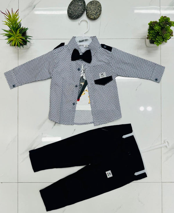 Charming Baby Boy's Outfit with Bow Tie and Pants